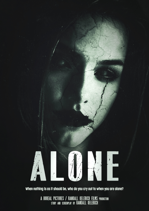 Film poster for supernatural thriller horror short film "ALONE"